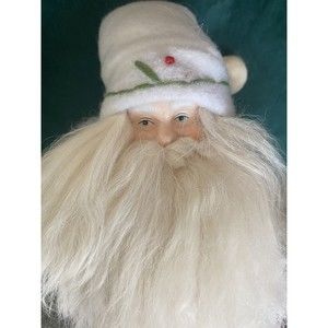 Vintage 14”Stuffed Felt standing Santa & boy 8"snow bottle brush tree snowballs